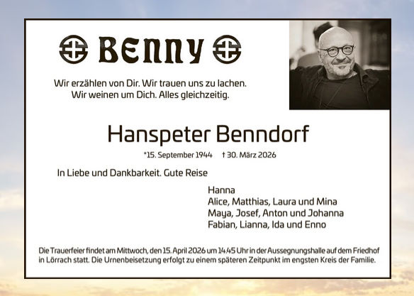 Hanspeter Benndorf gestorben