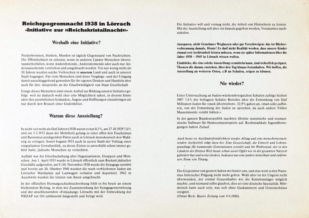 Ausstellung Reichspogromnacht Lörrach
