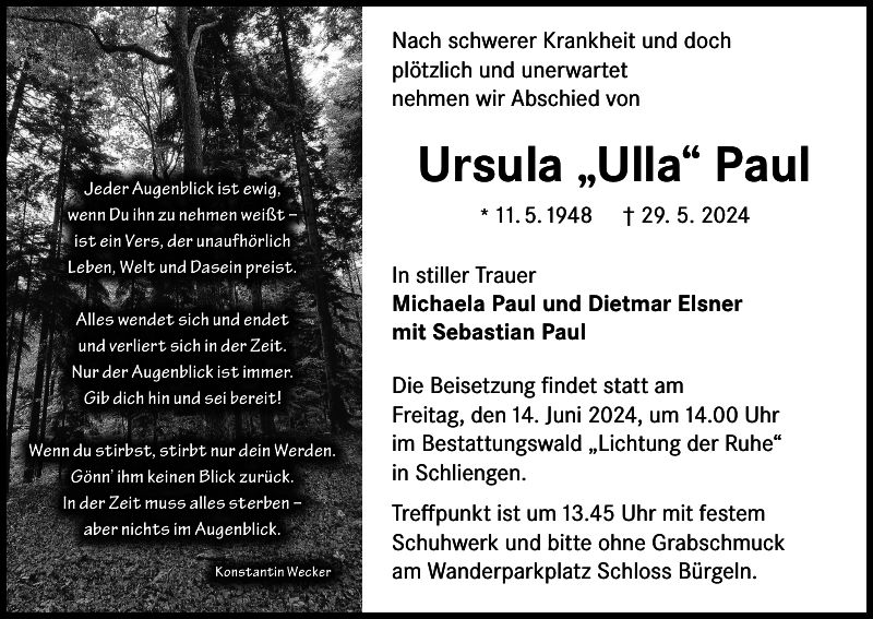  Ulla Paul gestorben