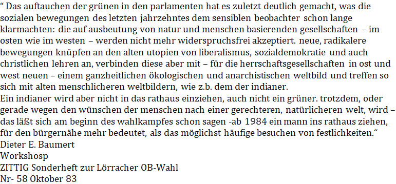 Titelseite des ZITTIG-Sonderhefts zur Lörracher OB-Wahl, 1983